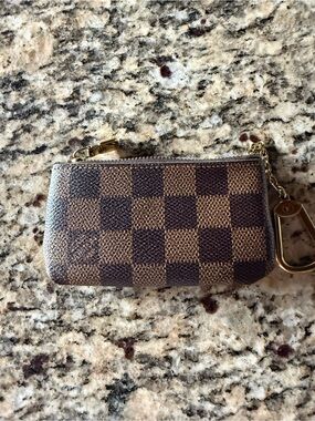 Luxury Brown Checkered Key Pouch